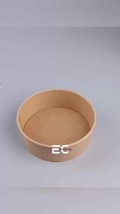 EC 10pcs Wide Oval Kraft Paper Box  with Paper Lid / PET Clear Lid Bowl and Cover Set Container