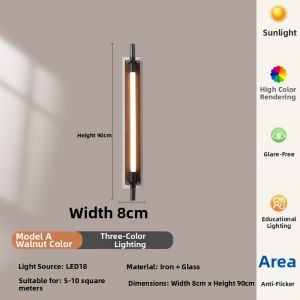 OUCHAO | Industrial Matte Black Glass Long Strip Wall Light