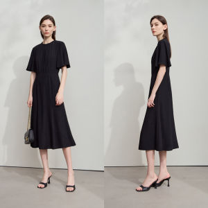 AMII | Elegant Vacation Style Wooden Ear Lace Up Waist Bell Sleeves Backless Summer Dress