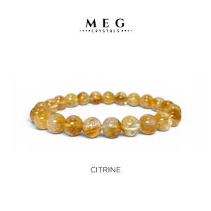 MEG Citrine Bracelet Natural Healing Crystal Beads 8mm for Men and Women Gift