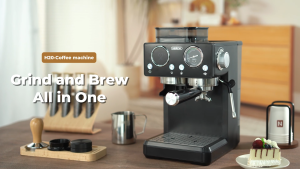 HiBREW Semi-automatic Espresso Machine All-in-One Grinding & Extraction with Dual Display Cold/Hot Extraction Adjustable Cup Volumewith Steam Milk Frothing (for Cappuccinos & Latte Art) H20