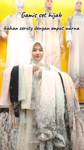 Dress Ceruty Printing Set Kerudung - Gamis set hijab - Gamis Terbaru viral
