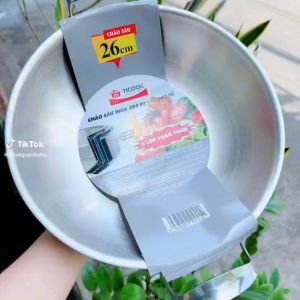 Chảo Inox  2 quai Sâu lòng 304 Ba Lớp Đáy Từ  Cao Cấp (Ticook)