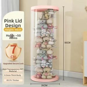 HUAZINIAO | Transparent Portable Storage Bucket For Dolls Zip And Snap Design