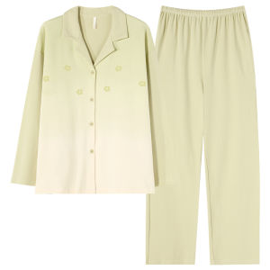 Miiow | Pure Cotton Sleepwear Set Comfortable Long Sleeve Pants Womens Home Clothes Breathable Skin-friendly Outerwear Casual Outfit