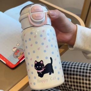 Insulation Cute Cartoon Double Drinking Stainless Steel Straw Cup