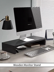 [✅SG Ready Stock] Monitor Stand Wooden Laptop Stand  Computer Monitor Riser Computer Rack Keyboard Storage
