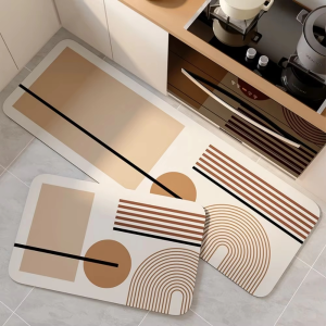 VIKAMA Wabi-Sabi Style Kitchen Rug Washable Non-Slip Entryway Mat Corridor Laundry Room Carpet Home Decoration