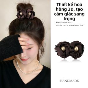 DAISY DREAM | Kẹp Tóc Vintage Hoa Hồng Đen và Ngọc Trai
