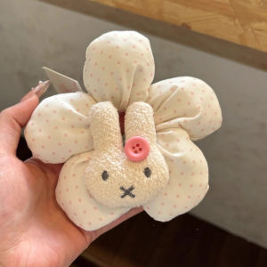 ริบบิ้นหนีบผมลายกระต่ายมิเฟอร์น่ารูปการ์ตูนน่ารักสำหรับผู้หญิง ดอกไม้จุด ทรงหัวกลม สไตล์หวาน สายรัดผมฤดูใบไม้ร่วงและฤดูหนาว