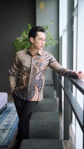 BATIK ARKANZA Motif MENOREH PENDEK Kemeja Baju Batik Premium Pria Cowok Laki Laki Slimfit Full Lapis Furing