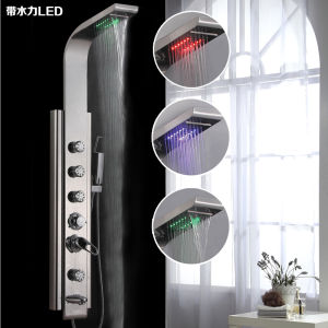 Black Led Shower Screen Shower Suit Wall-Mounted 304 Stainless Steel For Home Bathroom Bath Massage Bathing Machine