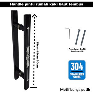 handle pintu rumah minimalis kaki baut tembus 35cm 45cm 60cm stainless Steel gagang pintu rumah