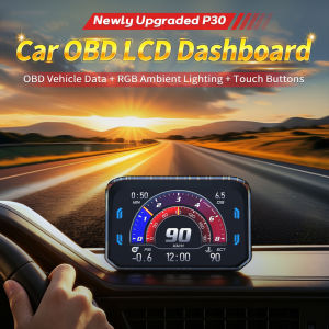 RYSJM | P30 HUD Car OBD New Headup Display Smart Interactive Emotion Pack Windshield Projector RPM Water Temp Alarm for Car Truck SUV RV