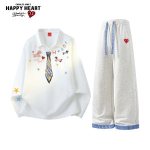 CHARLES JANGS HAPPY HEART | New Graffiti Streetwear Casual Hoodie Set