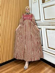 Gamis shaqila salur kombinasi polka | gamis cantik terbaru viral kekinian