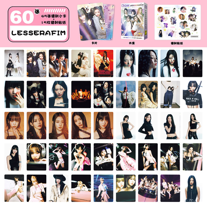 Lessrafim Stickers Lesserafim Stickers Album Card Photos 60 Pcs Popular Trend Laser ...