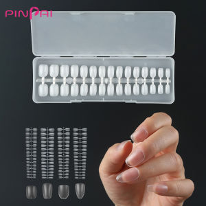 PINPAI 240PCS No Crease Long Coffin False Nail Art Tips Short Square Almond Full Cover Artificial Fake Nails Tips Nail Extension Tools