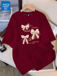 Jeanswest | Áo Thun Tay Ngắn Cotton Màu Đỏ Đô Cho Phụ Nữ Hình Thon Mùa Hè
