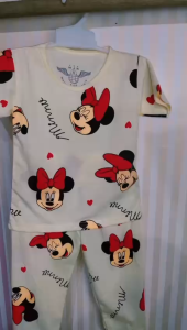 Stelan Piyama Baju Tidur Anak Perempuan Motif Mini Mause Usia 0-10 Tahun Bahan Katun Karakter Lucu