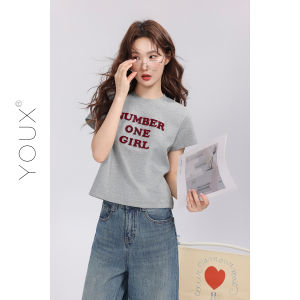 YOUXIANG | Áo Thun In Chữ Slim Fit Mới Về Hè
