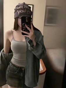 Camellia เสื้อสายเดี่ยวมีบราในตัว ปรับระดับสายเสื้อ สีทึบ ผ้านุ่มใส่สบาย แถมฟองน้ำ 2 คัพไซส์ อกดูเด่ง เอวคอด ชุดชั้นใน