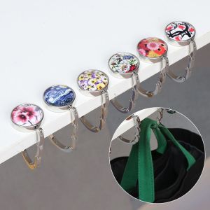 UUMIR Oil Painting Style Folding Crystal Portable Table Bag Hook Desk Hooks Purse Holder Table Hanger