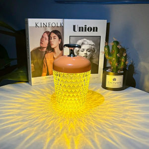 LED Colorful Remote Control Crystal Diamond Table Lamp USB Rechargeable Portable Night Light Bedroom Atmosphere Decorative Light