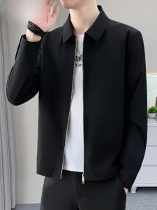 HENGYUANXIANG | Ant wrinkle casual style mens jacket new 2025 spring autumn fashion urban administrative collar zip decoration loose fit nylon