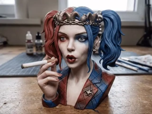 Harley Quinn Inspired Incense Burner with Smoke Effect | Custom Comic Book Icon Desk Statue | Creative Backflow Incense Cone Holder Room Decor Accent | Horizon Artisan Series