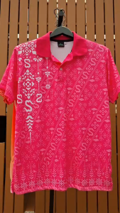 เสื้อโปโล ลายไทย แขนสั้น เนื้อผ้ากีฬา ผ้ากีฬาไมโครซัพลาย มีไซส์ M-2XL ชายและหญิง ผลิตโรงงานไทย