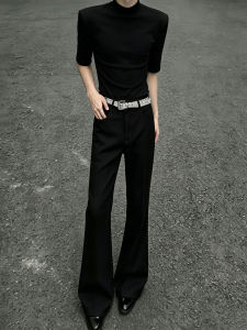 CHENMU | Cleanfit Black Silk Bell-bottomed Trousers Summer