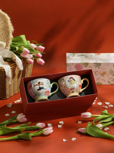 Blue Lotus New Couple Wedding Ceremony Mugs Creative Gift Set Engaging Wedding Couple Matching Cups High Value