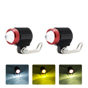 สปอตไลท์เสริมโคมไฟสว่างมากถ่ายภาพแอลอีดีสองสีไฟหน้ารถจักรยานยนต์กันน้ำลำแสงสูงต่ำ - 1 ตรง