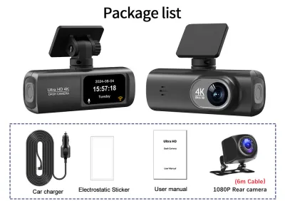 4K Dual Lens Car Dash Cam V22 High Definition Mobile Interconnection Front And Rear Recording GPS Driving Tracker Vehicle Rec...