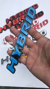 EMBLEM MOBIL HYBRID VARIASI MOBIL DENGAN HURUF TIMBUL 3D BAHAN FIBERGLASS