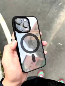 Premium Slim Magsafe Clear Titanium Gray & Black Edition Case IPHONE X XR XS MAX 11 12 13 14 15 PRO MAX 14+ 15+ PLUS Magnetic Wireless charging case