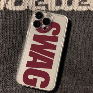 Ốp Điện Thoại Silicon Trong Suốt In Chữ Thời Trang "SWAG" Cho iPhone 17/16e/16/15/14/13/12/11 Pro Max Chống Sốc Bảo Vệ Mặt Lưng