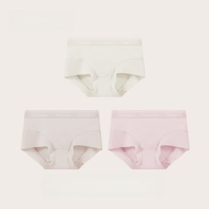 MONCAICHAN | Antibacterial Pure Cotton Underwear Girls Briefs Seamless Mid-Waist Shorts 2024 New Style Youth Flat Briefs Underpants