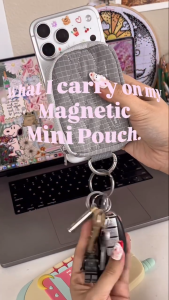 Bitplay Magnetic Quilted Mini Pouch with Adhesive Metal Ring Water-Repellent Ripstop Nylon Phone & Card Organizer
