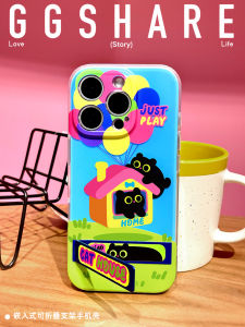 Original Balloon Cat Phone Case with Stand Super Cute Full Cover Anti-Fall Unique Design for iPhone 15 16 pro Max 14 pro Apple Phones