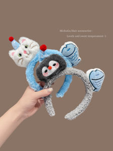 Cute Cartoon Cat Plush Hairband Womens Early Autumn Style Hair Clip Makeup Press Hair Headband Fashionable Hair Accessories
