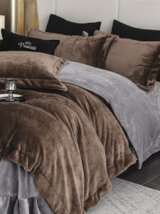 Winter Thickened Milk Velvet Four-Piece Bedding Set Double-Sided Coral Fleece Warmth-Keeping Anti-Static Bed Sheet Cover Duvet Cover