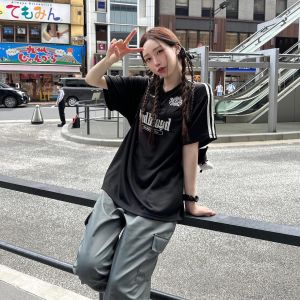 Badblood Korean Style Summer Vintage Embroidered T-Shirt Short Sleeve Crewneck Top for Women Creative Sweet Cool Design