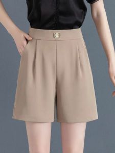 Ice Silk High Waist Wide Leg Short Pants Womens Summer New Style Slimming Simple Fashion Versatile Casual Outer Two-Piece Set