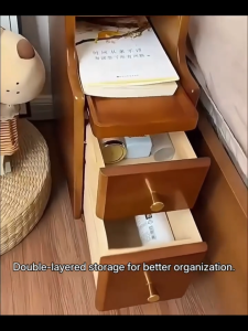 Ready Stock Ultra Narrow Solid Wood Mini Storage Cabinet with Narrow Edge Bedside Table Bedside Table with Drawers