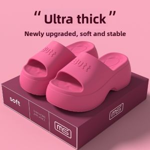 MONLEYTA | Dopamine Slippers Womens Summer Thick Bottom Heightening Fashion 2025 New Outdoor Beach Slippers Home Comfortable EVA Material