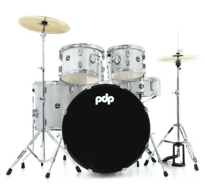 PDP CENTERSTAGE 5PC KIT w/ HARDWARE CYMBAL DRUMTHRONE - Diamond White Sparkle