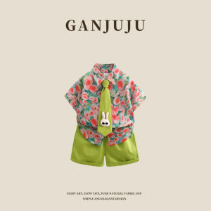 BOGUXIONG | Beach Vacation Style Ditsy Flower Shirt Set With Tie