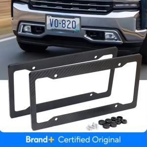 Universal 30*15CM 1/2pcs License Plate Frame Carbon pattern Plastic License Plate Frame Bracket with Standard Screw Kits